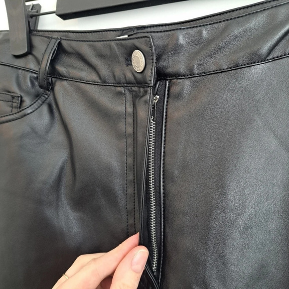 Her Entire Name Says Grace Women Black Bi-Leather Faux & Suede Pants Size Large - Picture 4 of 8